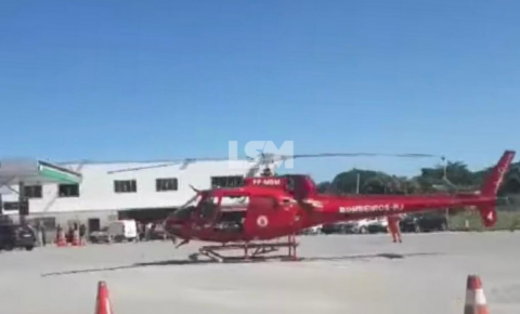 Motociclista é socorrido de helicóptero após grave acidente em Saquarema